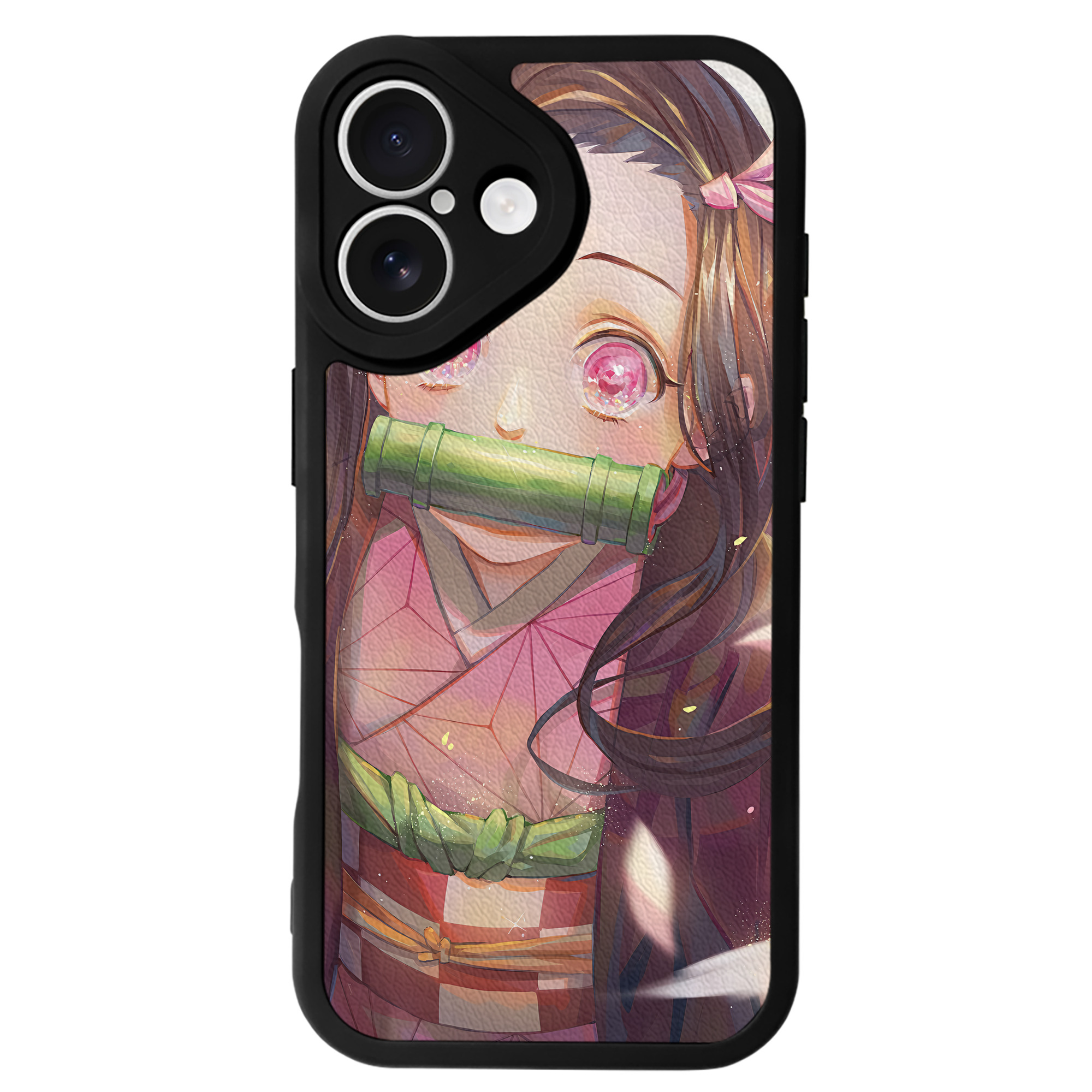 （画像用） 鬼滅の刃（きめつのやいば）竈門 禰󠄀豆子／かまど ねずこ Kamado Nezuko 【iPhone 16シリーズ対応】シリコンスマホケース（レザー調） 材質：シリコン